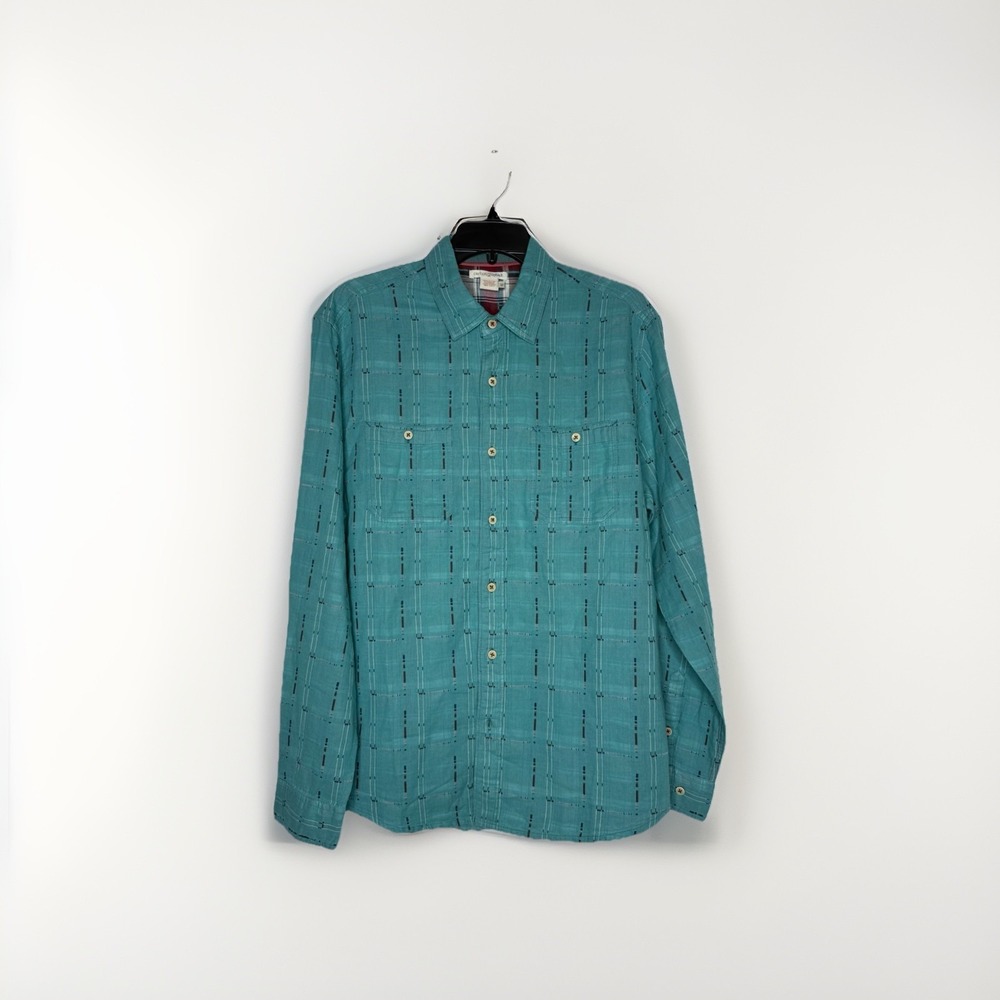 Carbon 2‎ Cobalt Shirt Men's Med Blue Patchwork Flannel Lined Double 100% Cotton
